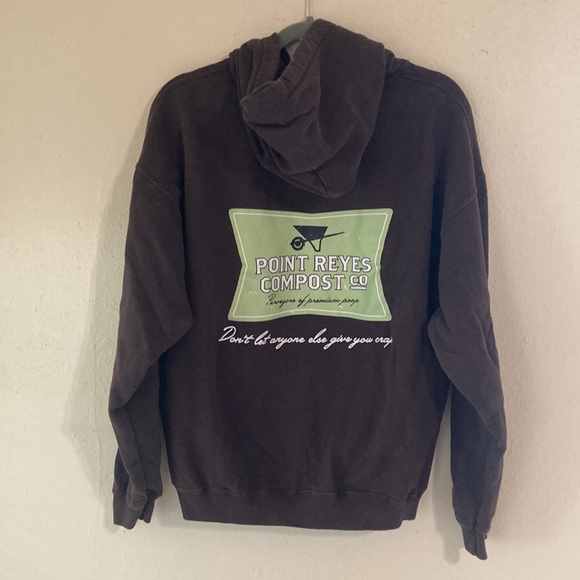 Brown hooded sweatshirt. Point Reyes Compost. Size Large. - Picture 5 of 5